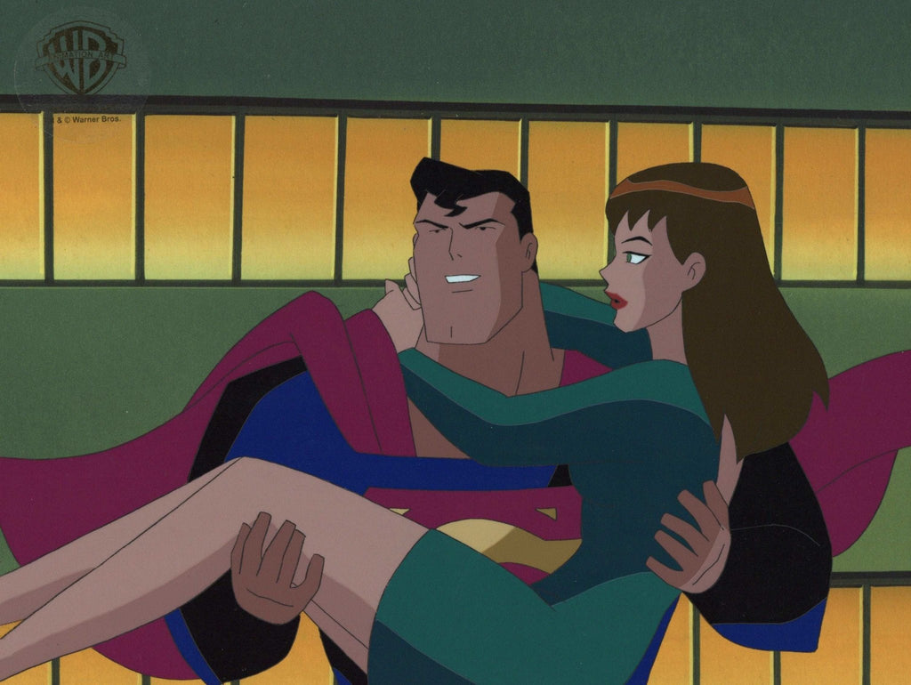 Superman the Animated Series Original Production Cel with Matching Drawing: Superman and Lana - Choice Fine Art