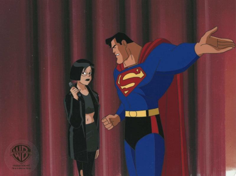 Superman the Animated Series Original Production Cel with Matching Drawing: Superman and Leslie Willis - Choice Fine Art
