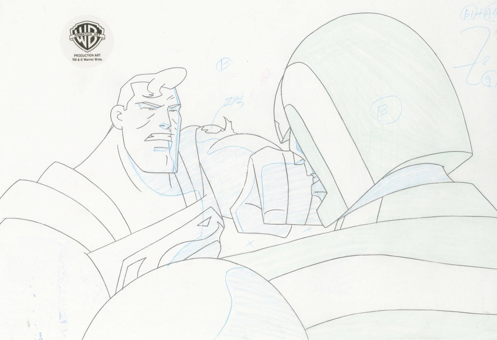 Superman the Animated Series Original Production Drawing: Superman and Darkseid - Choice Fine Art