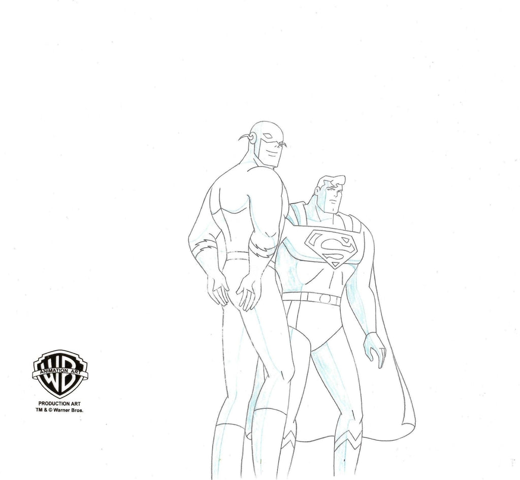 Superman the Animated Series Original Production Drawing: Superman and Flash - Choice Fine Art