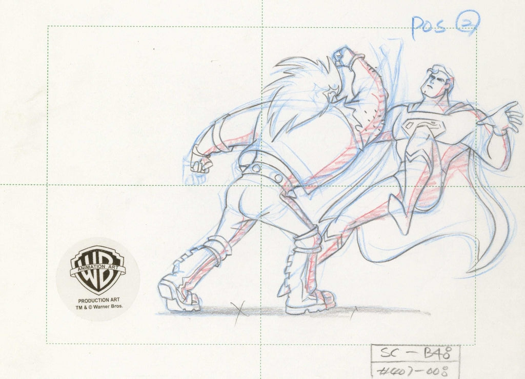 Superman the Animated Series Original Production Drawing: Superman and Lobos - Choice Fine Art