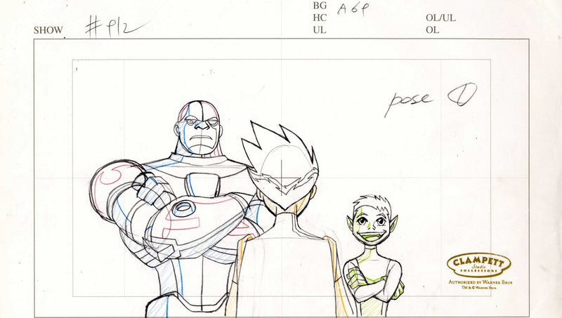 Teen Titans Original Production Drawing: Robin, Beast Boy, and Cyborg - Choice Fine Art