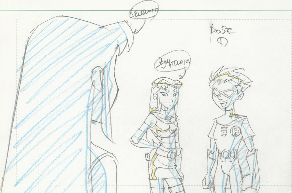 Teen Titans Original Production Drawing: Starfire, Blackfire, and Robin - Choice Fine Art