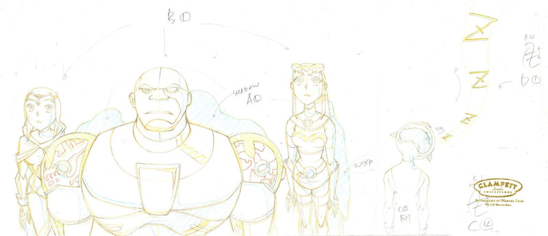 Teen Titans Original Production Drawing: Starfire, Raven, Beast Boy and Cyborg - Choice Fine Art