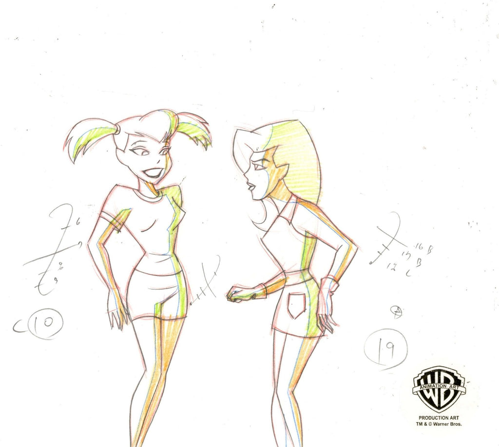 The New Batman Adventures Original Production Drawing: Harley Quinn and Poison Ivy - Choice Fine Art
