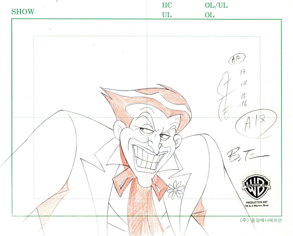 The New Batman Adventures Original Production Drawing signed by Bruce Timm: Joker - Choice Fine Art