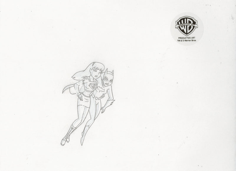 The New Batman Adventures Original Production Drawing: Supergirl and Batgirl - Choice Fine Art