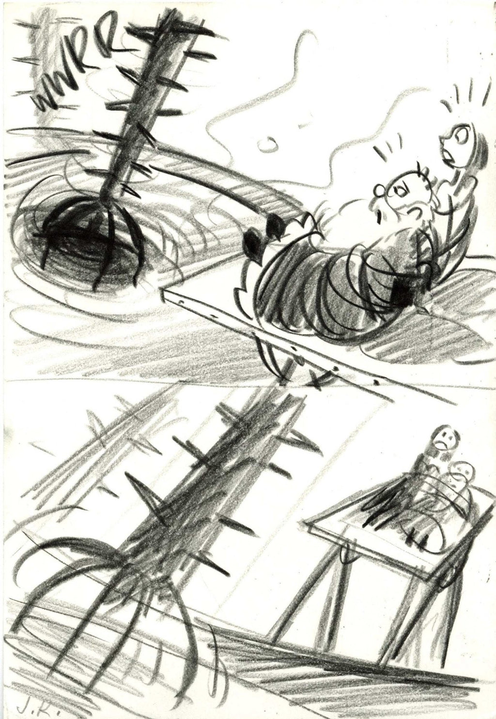 The Nightmare Before Christmas Storyboard Drawing: Santa and Sally - Choice Fine Art