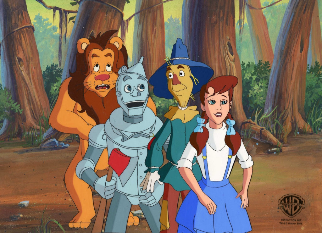 The Wizard of Oz (TV Series) Original Production Cel on Original Background: Dorothy, Tin Man, Cowardly Lion, Scarecrow - Choice Fine Art