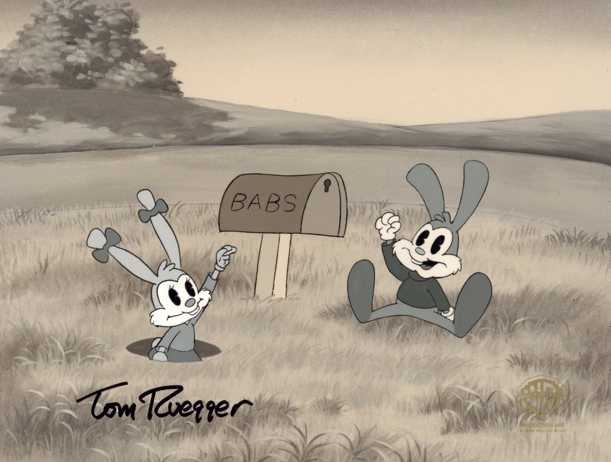 Tom Ruegger Productions Tiny Toon Adventures Original Production Cel Signed by Tom Ruegger: Ba ...