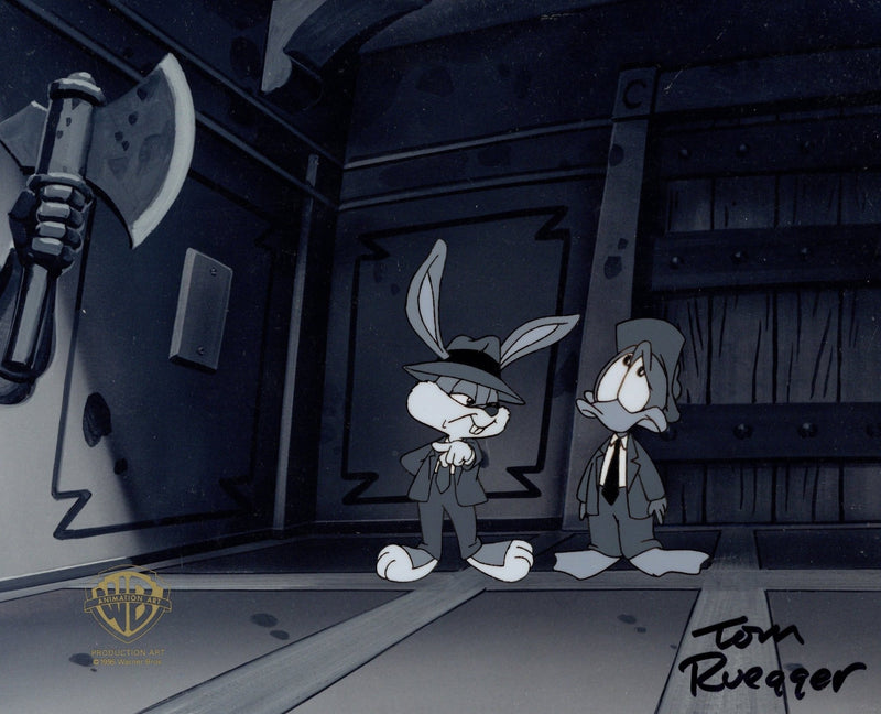 Tiny Toons Adventures Original Production Cel Signed by Tom Ruegger: Buster Bunny and Plucky Duck - Choice Fine Art