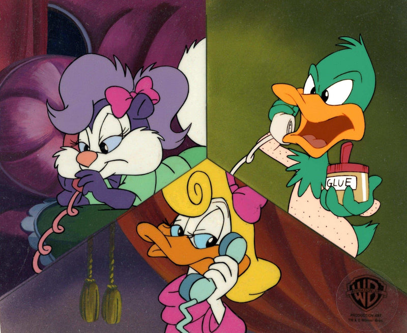 Tiny Toons Original Production Cel on Original Background: Plucky Duck, Fifi La Fume, Shirley the Loon - Choice Fine Art