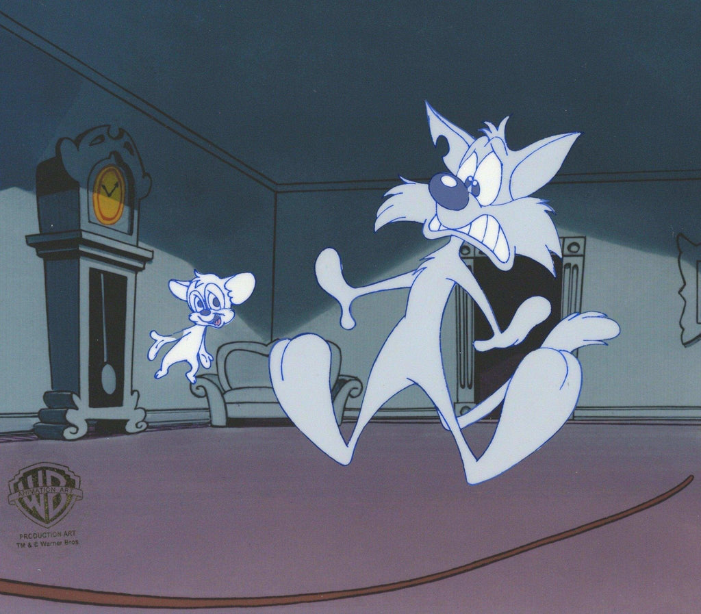 Tiny Toons Original Production Cel with Matching Drawing: Furball and Sneezer the Sneezing Ghost - Choice Fine Art