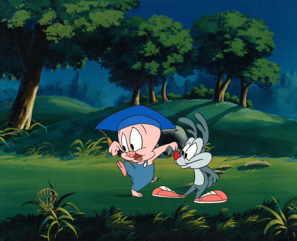 Tiny Toons Original Production Cel With Matching Drawing: Hamton J. Pig and Calamity Coyote - Choice Fine Art