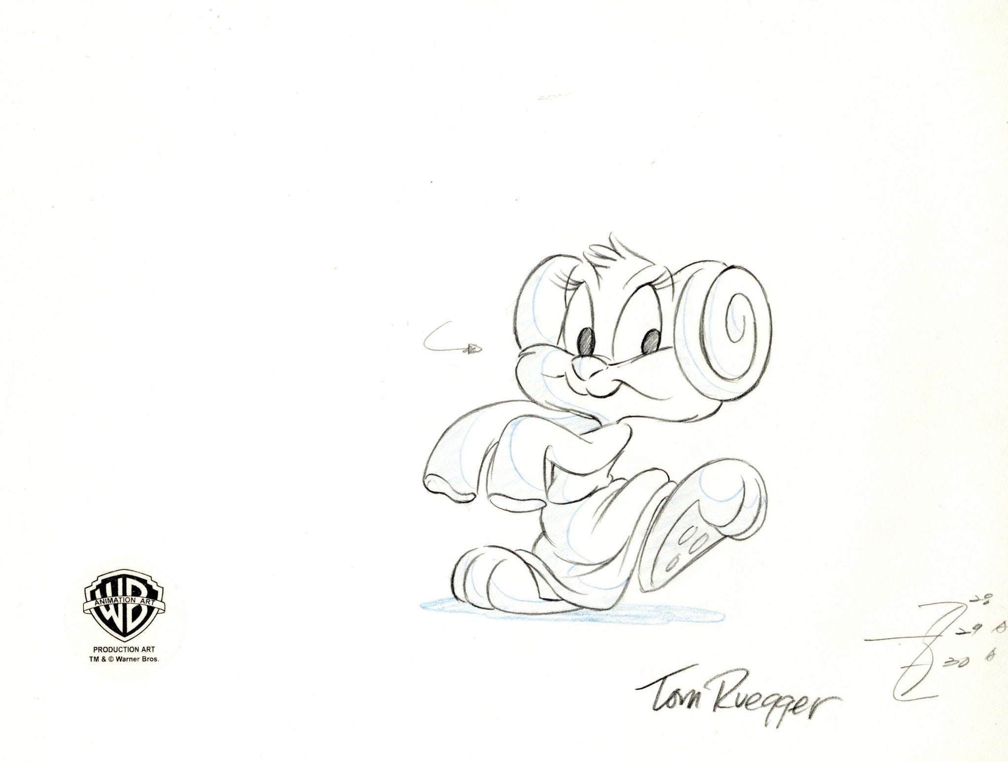 Tom Ruegger Characters Tiny Toons Original Production Drawing Signed by Tom Ruegger: Babs Bun ...