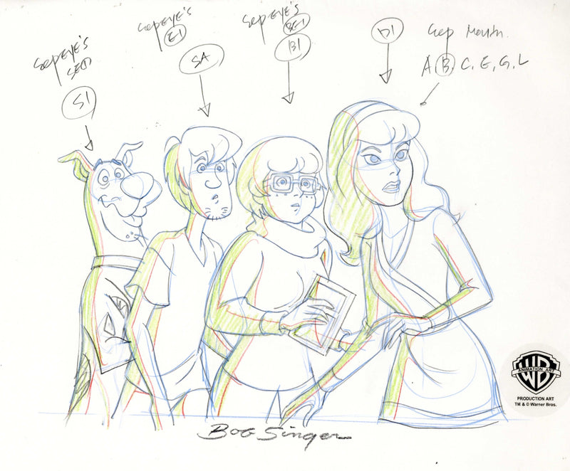 What's New Scooby Doo? Original Production Drawing: Scooby, Shaggy, Velma, and Daphne - Choice Fine Art