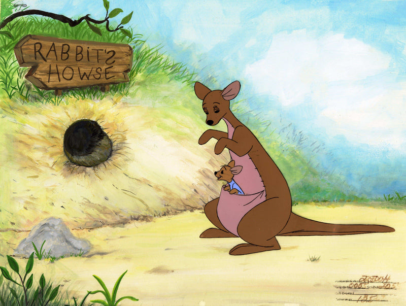 Winnie the Pooh and the Honey Tree Original Production Cel on Hand-Painted Background: Kanga and Roo - Choice Fine Art